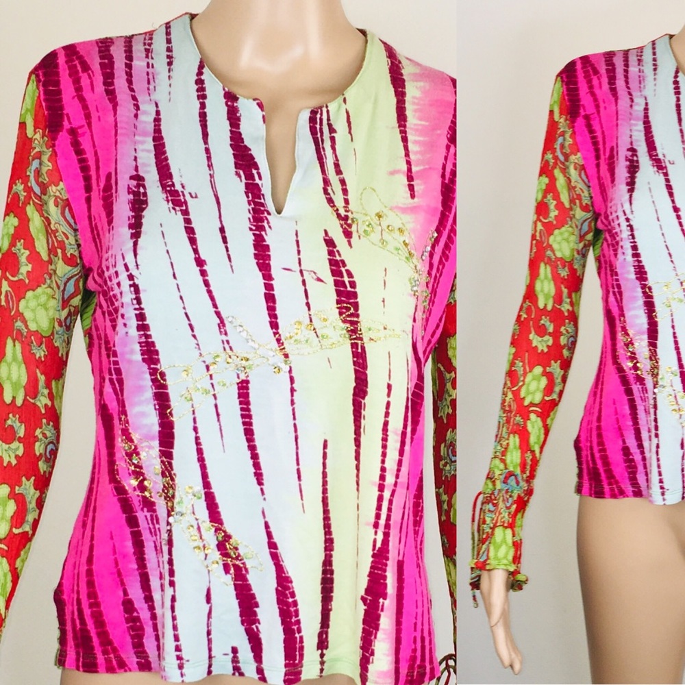 Indochine Colorful Print Design Top